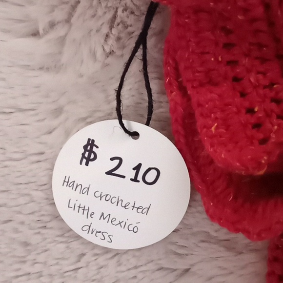 Hand Crocheted Little Mexico Dress w Ribbon Lace Up Bodice Full Flare Sk… - Picture 6 of 7